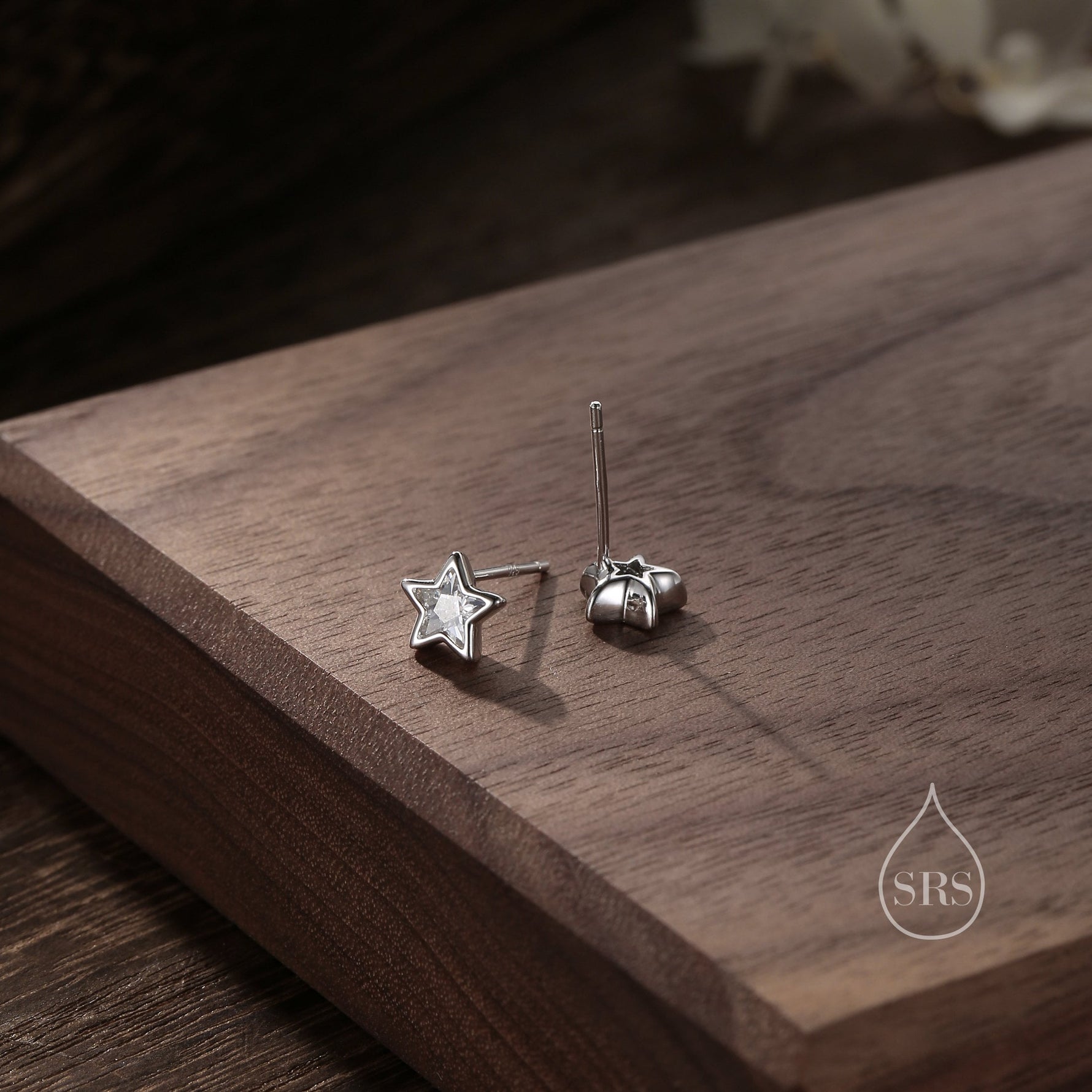 CZ Star Stud Earrings in Sterling Silver, Silver or Gold, Sparkly Crystal Star Earrings, Stacking Earrings