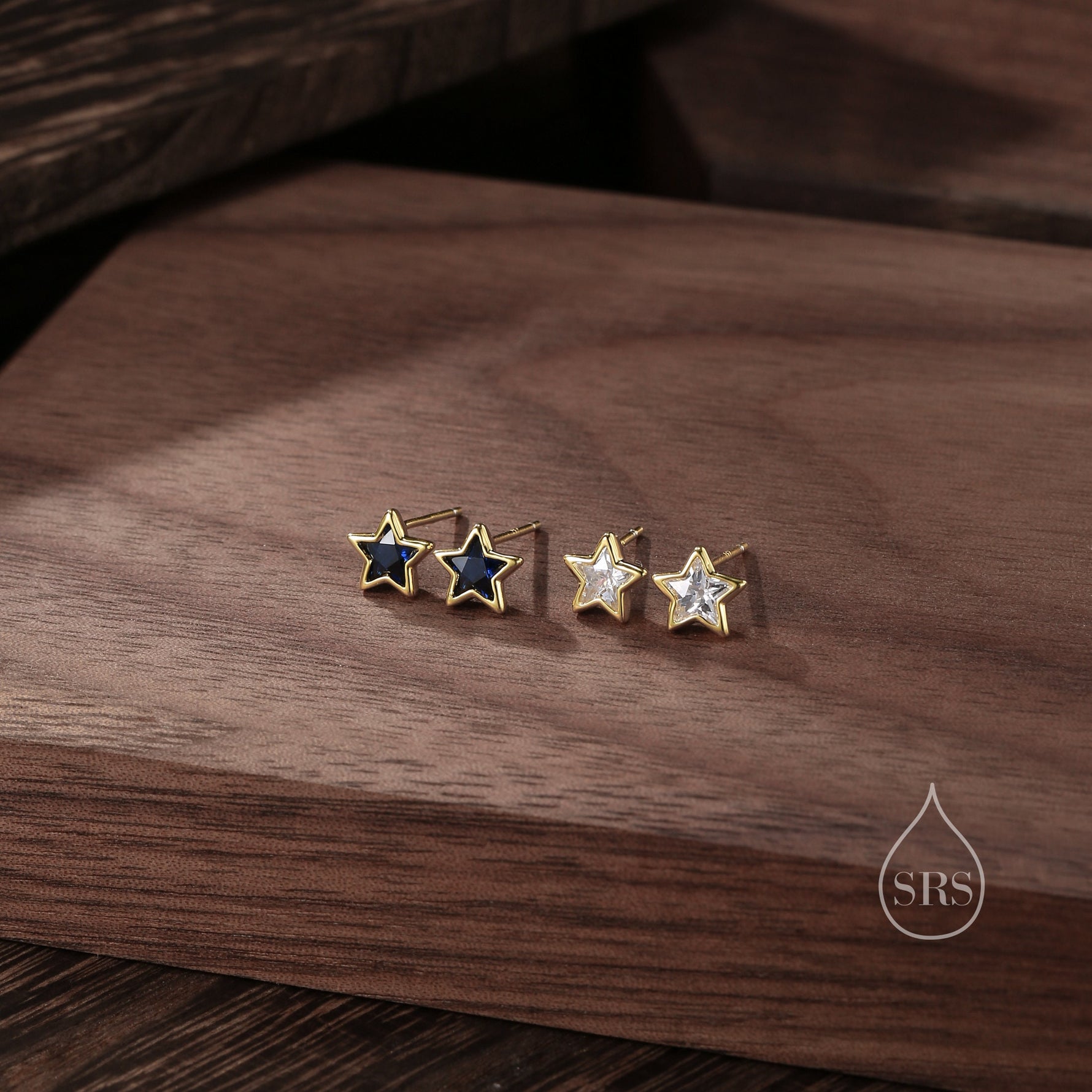 CZ Star Stud Earrings in Sterling Silver, Silver or Gold, Sparkly Crystal Star Earrings, Stacking Earrings