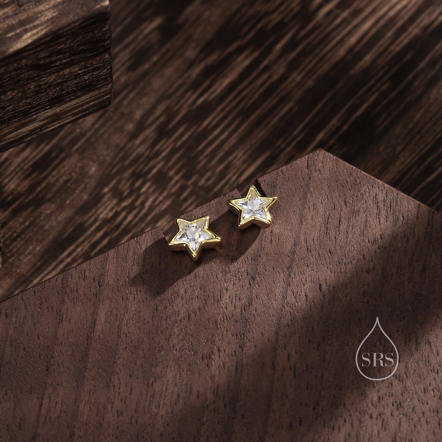 CZ Star Stud Earrings in Sterling Silver, Silver or Gold, Sparkly Crystal Star Earrings, Stacking Earrings