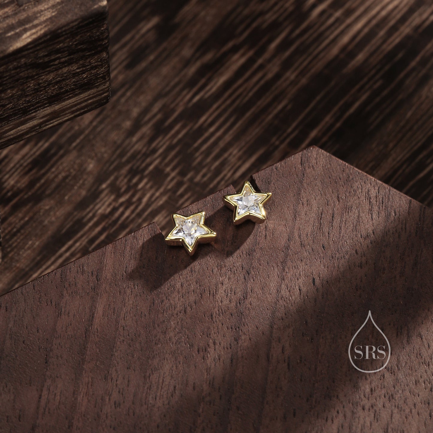 CZ Star Stud Earrings in Sterling Silver, Silver or Gold,  Sparkly Crystal Star Earrings, Stacking Earrings