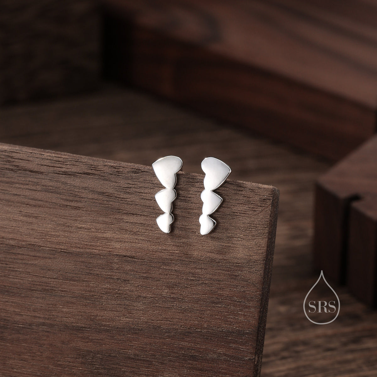 Heart Crawler Earrings in Sterling Silver, Silver, Gold or Rose Gold, Three Hearts Climber Earrings, Ear Climbers