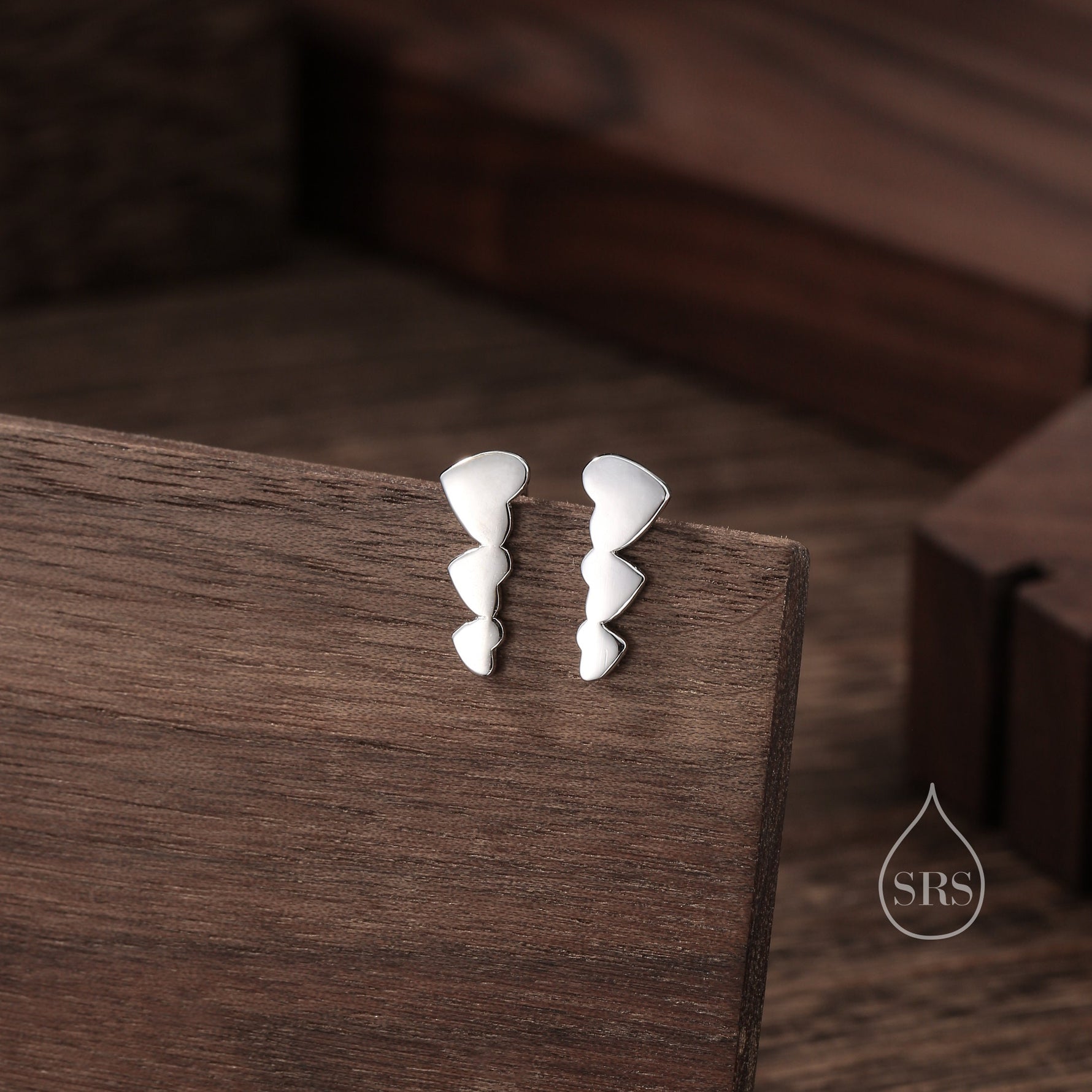 Heart Crawler Earrings in Sterling Silver, Silver, Gold or Rose Gold, Three Hearts Climber Earrings, Ear Climbers