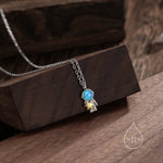 Best Friends Blue Opal Astronaut Pendant Necklace