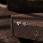 Tiny Black Enamel Star Stud Earrings in Sterling Silver, Silver or Gold, Black Star Earrings, Tiny and Delicate