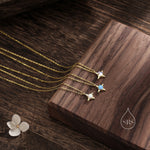Tiny Moonstone Star Pendant Necklace in Sterling Silver, Silver or Gold, Aurora Four Point Star Necklace, Moonstone Star Necklace, Starburst