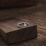 Minimalist Moonstone V Ring in Sterling Silver, 3mm Prong Set Lab Moonstone Ring, Adjustable Size Chevron Ring, Simulated Moonstone Ring