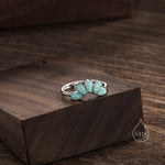 Aqua Green Opal Curved Ring in Sterling Silver, Lab Opal Tiara Ring, Adjustable Size Chevron Ring, Simulated Opal Nesting Ring