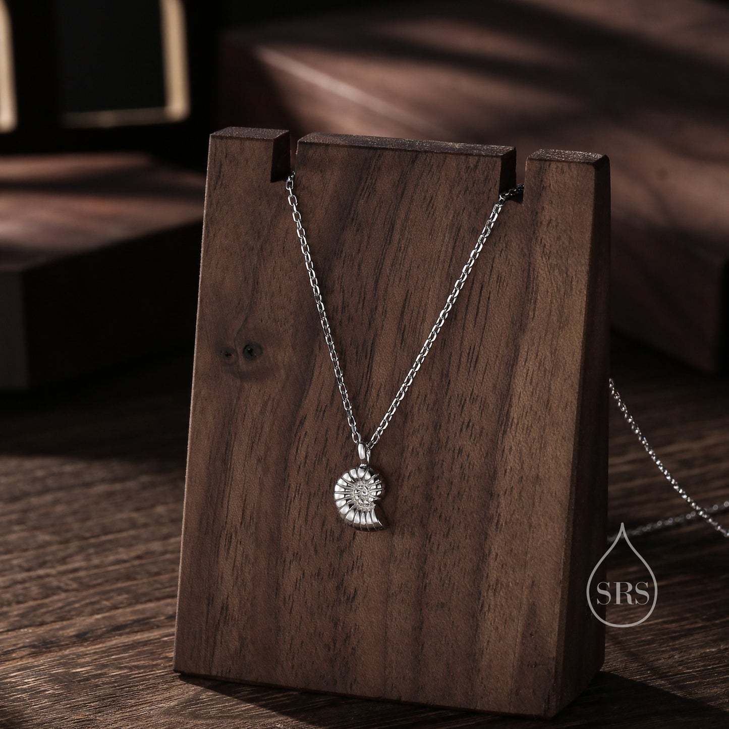 Ammonite Shell Pendant Necklace in Sterling Silver, Silver or Gold, Ocean Necklace, Sea Shell Necklace, Sea Shell Necklace