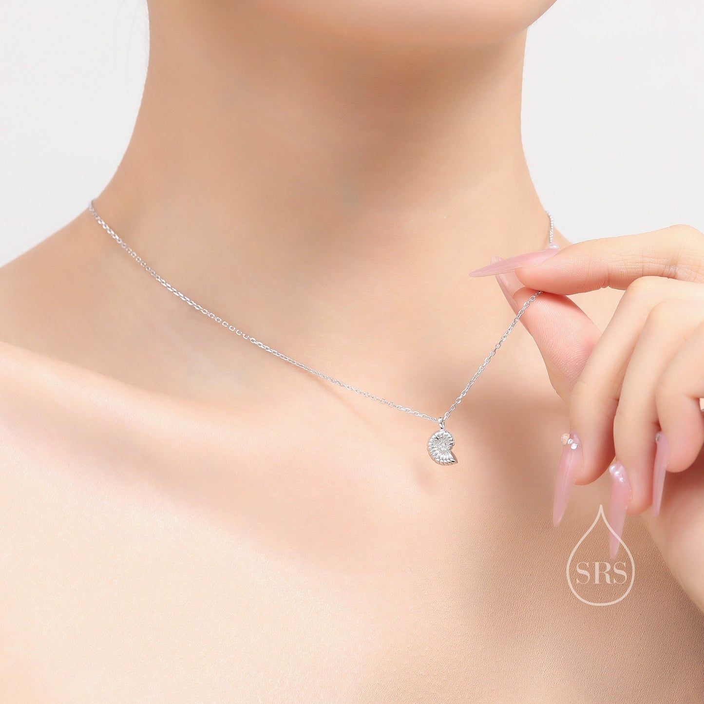 Ammonite Shell Pendant Necklace in Sterling Silver, Silver or Gold, Ocean Necklace, Sea Shell Necklace, Sea Shell Necklace