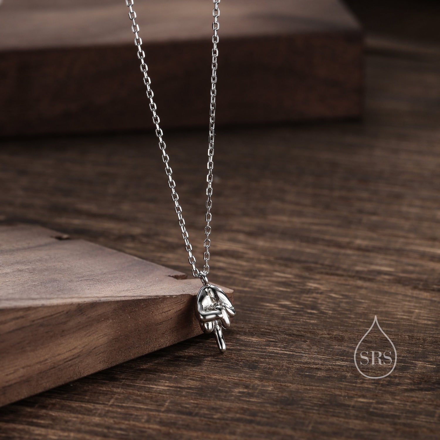 Middle Finger Pendant Necklace in Sterling Silver, Silver or Gold, Ocean Necklace, Rude Gesture Necklace
