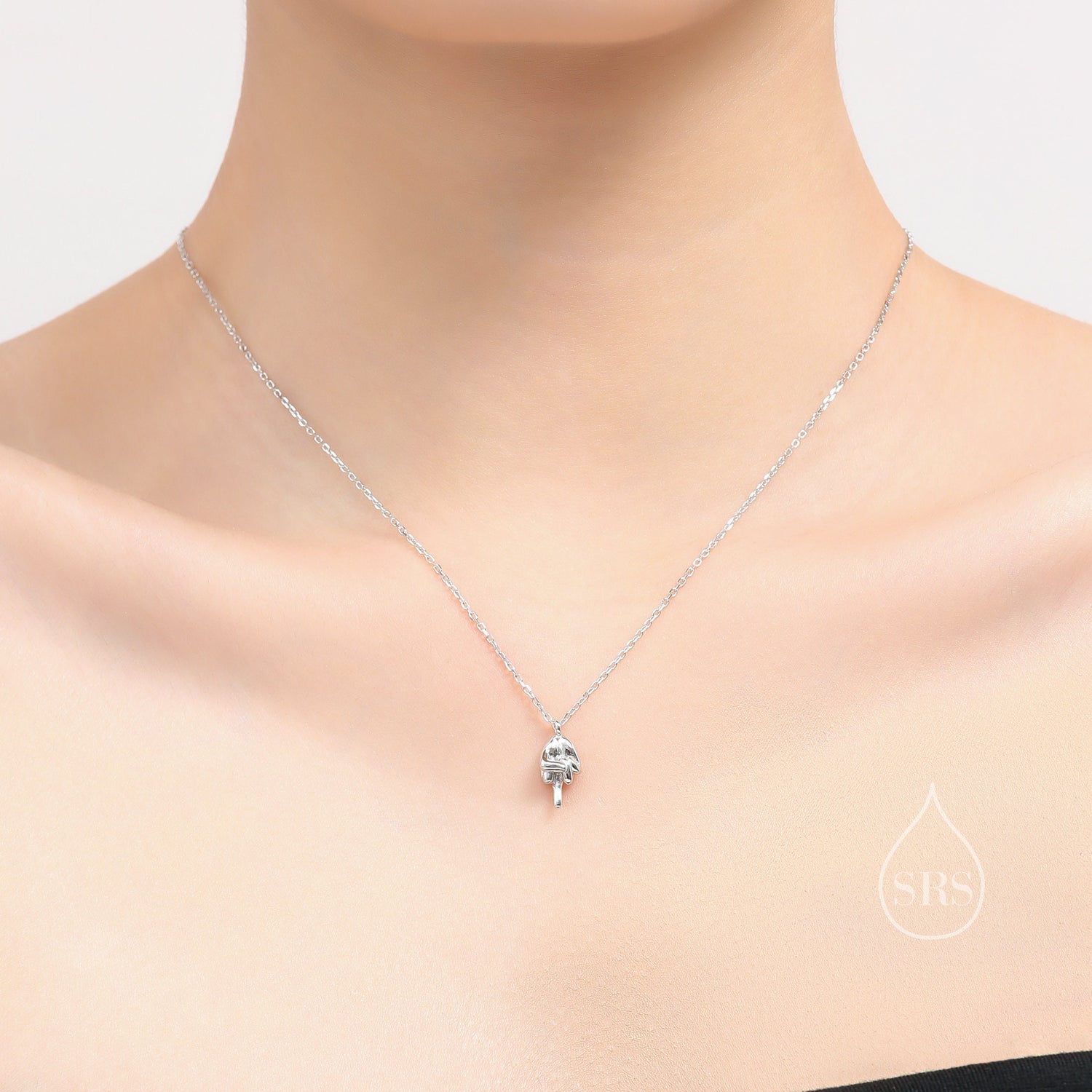 Middle Finger Pendant Necklace in Sterling Silver, Silver or Gold, Ocean Necklace, Rude Gesture Necklace