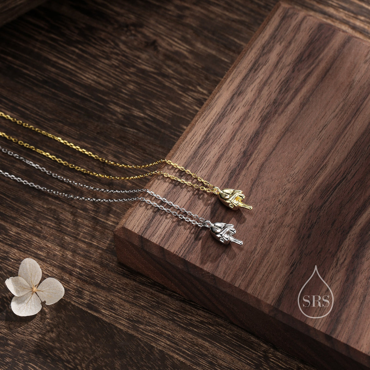 Middle Finger Pendant Necklace in Sterling Silver, Silver or Gold, Ocean Necklace, Rude Gesture Necklace