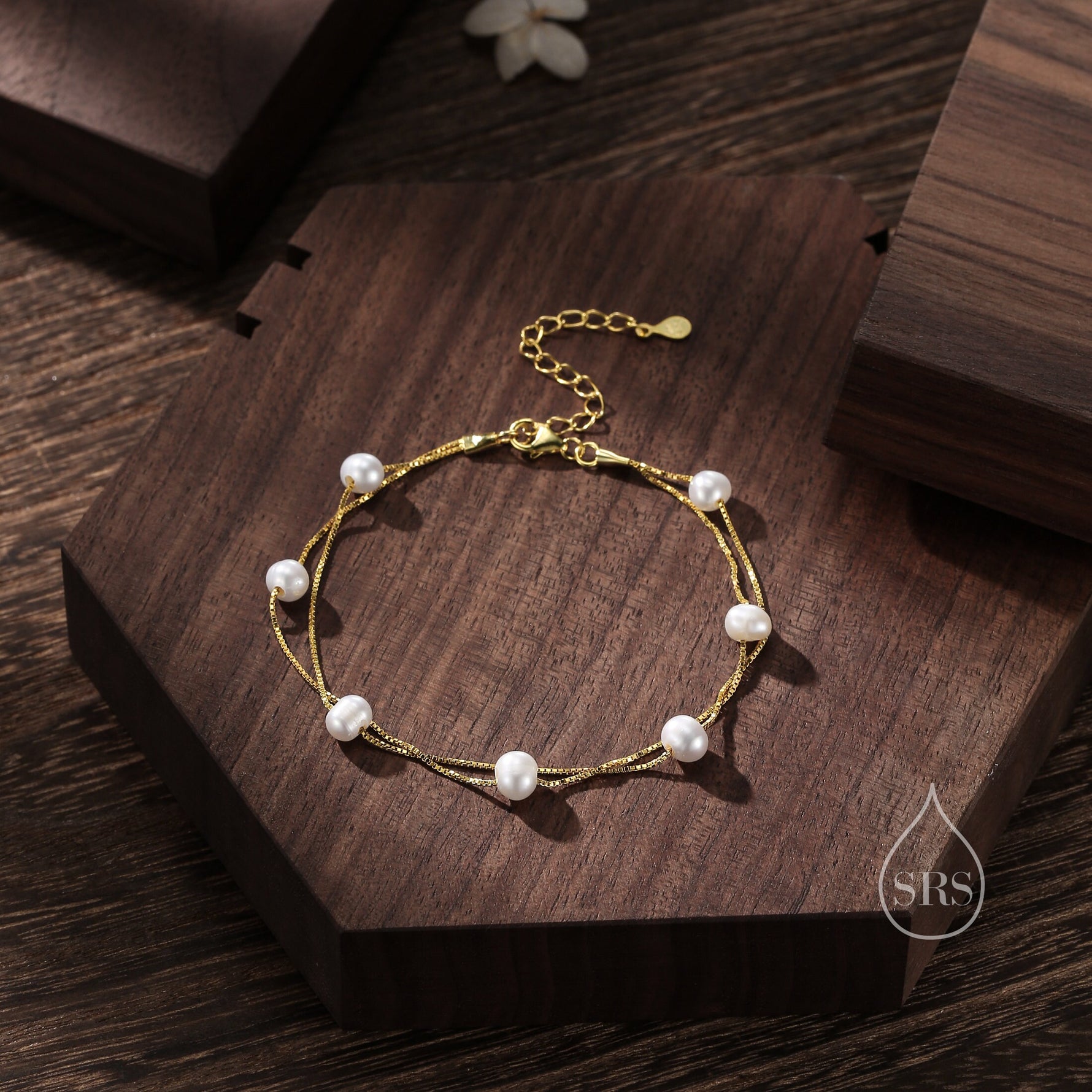 Double Layer Baroque Pearl Station Bracelet
