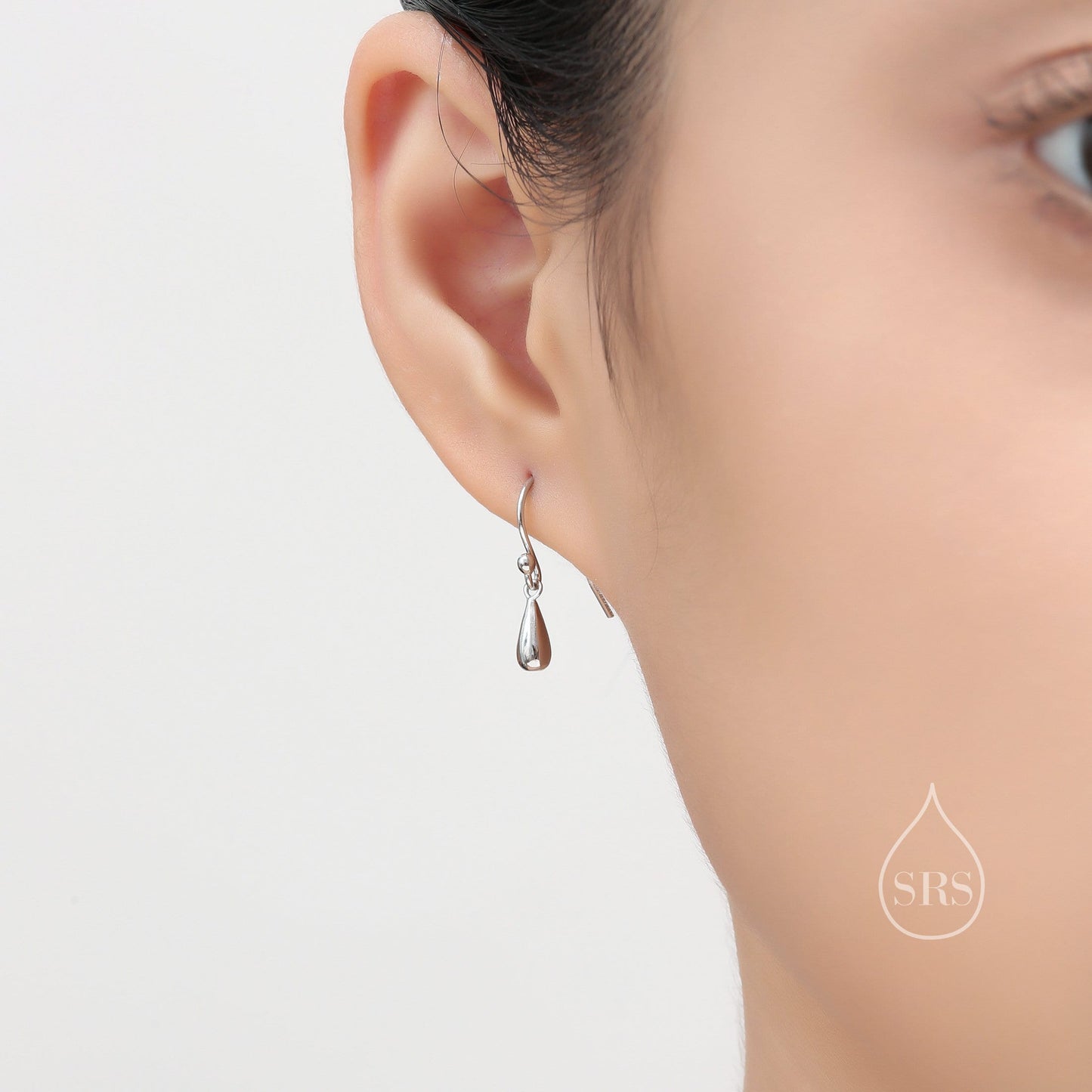 Small Droplet Drop Hook Earrings in Sterling Silver, Silver, Gold or Rose Gold, Waterdrop Dangle Earrings, Raindrop Earrings