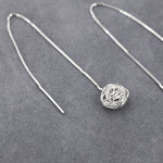 Sterling Silver Yarn ball Tumbleweed Wire Ball Threaders Earrings - Hand Woven from Sterling Silver Wire, Minimalist Ear Threaders