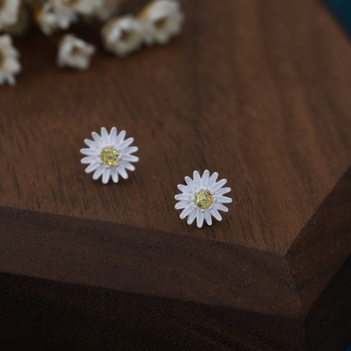 Delicate Daisy Flower Blossom Stud Earrings in Sterling SIlver, Dainty and Delicate, Cute and Quirky Jewellery