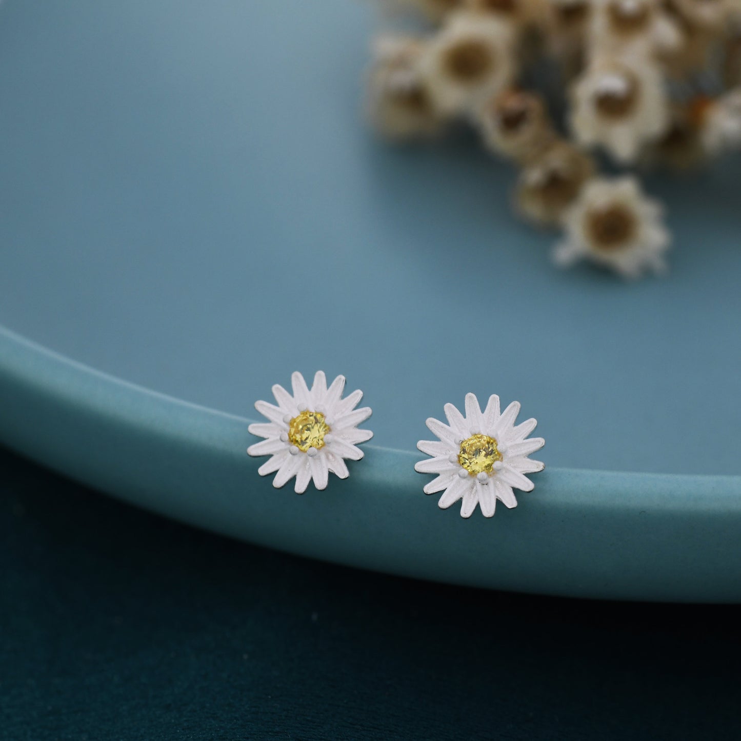 Delicate Daisy Flower Blossom Stud Earrings in Sterling SIlver, Dainty and Delicate, Cute and Quirky Jewellery