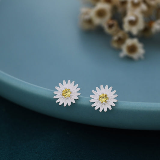 Delicate Daisy Flower Blossom Stud Earrings in Sterling SIlver, Dainty and Delicate, Cute and Quirky Jewellery