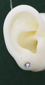 Sterling Silver Moonstone Stud Earrings, Gold or Silver, 4mm Simulated Moonstone Crystal Earrings, Minimalist