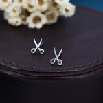 Scissors Stud Earrings in Sterling Silver, Silver or Gold, Scissor Earrings