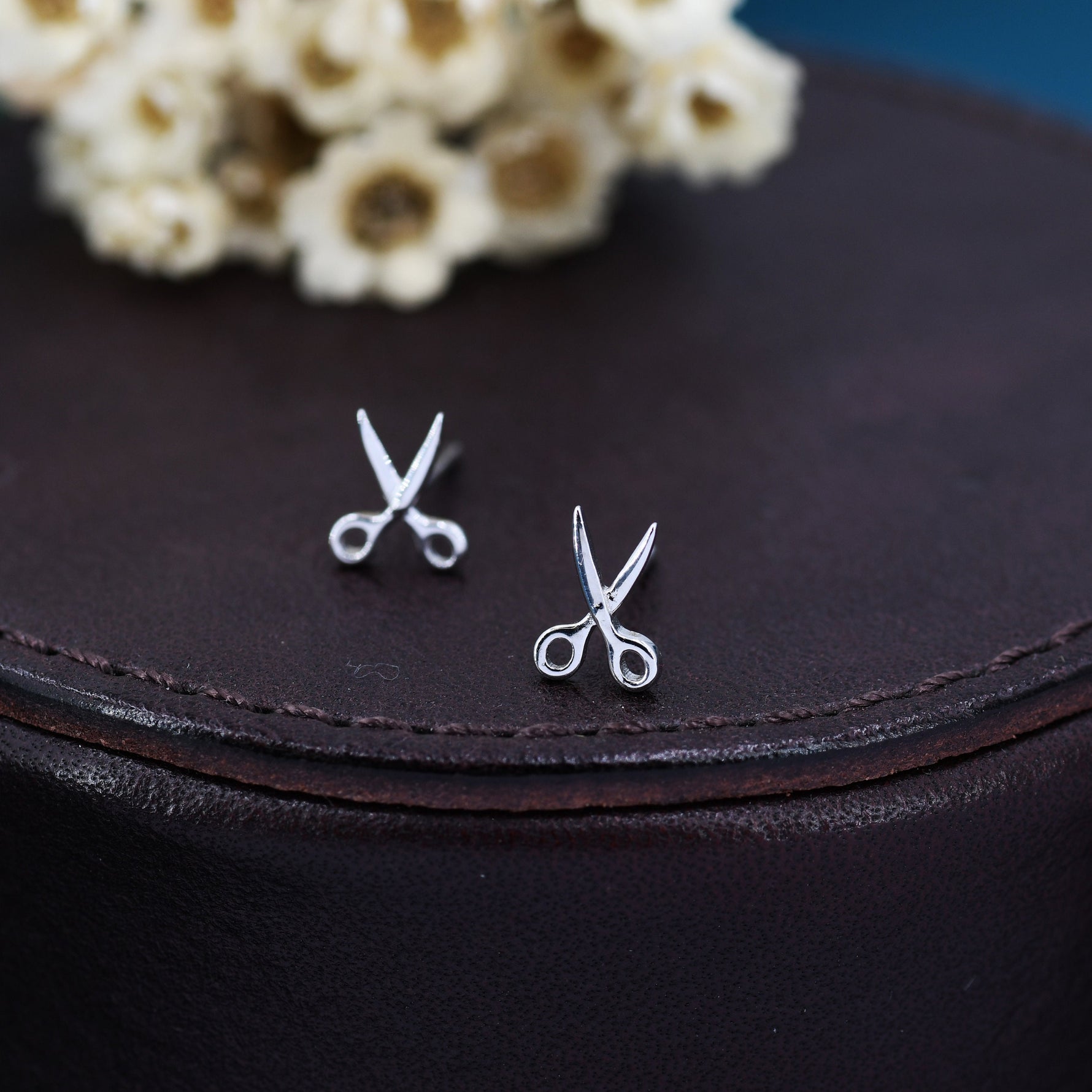 Scissors Stud Earrings in Sterling Silver, Silver or Gold, Scissor Earrings