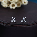 Scissors Stud Earrings in Sterling Silver, Silver or Gold, Scissor Earrings