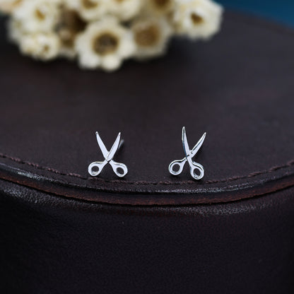 Scissors Stud Earrings in Sterling Silver, Silver or Gold,  Scissor Earrings