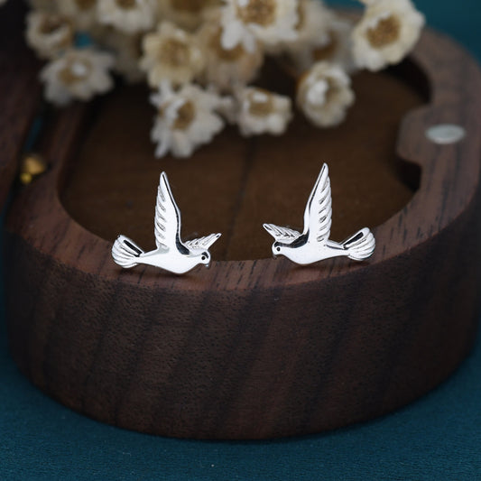 Dove Stud Earrings in Sterling Silver, Cute Dove Bird Earrings, Pigeon Earrings, Nature Inspired Animal Earrings