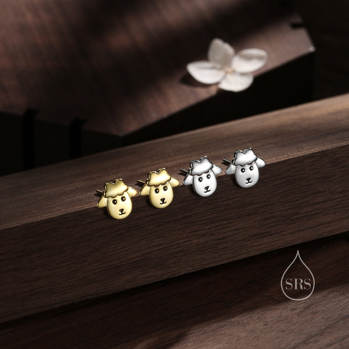 Sheep Face Stud Earrings in Sterling Silver, Silver or Gold, Sheep Earrings, Sheep Head Earrings, Farm Earrings