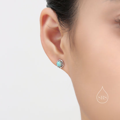 Aqua Green Opal Thorn Claw Stud Earrings, Opal Twist Earrings, Fire Opal, Opal Stud