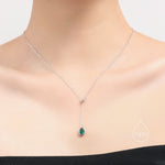 Delicate Oval CZ Lariat Pendant Necklace in Sterling Silver, Silver or Gold, Minimalist Oval Shape CZ Adjustable Necklace