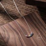 Rainbow CZ Curved Bar Necklace