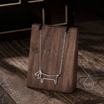 Dachshund Dog Necklace in Sterling Silver, in Silver or Gold, Dachshund gift, Wearable Art, Weiner dog Necklace, Sausage Dog Necklace