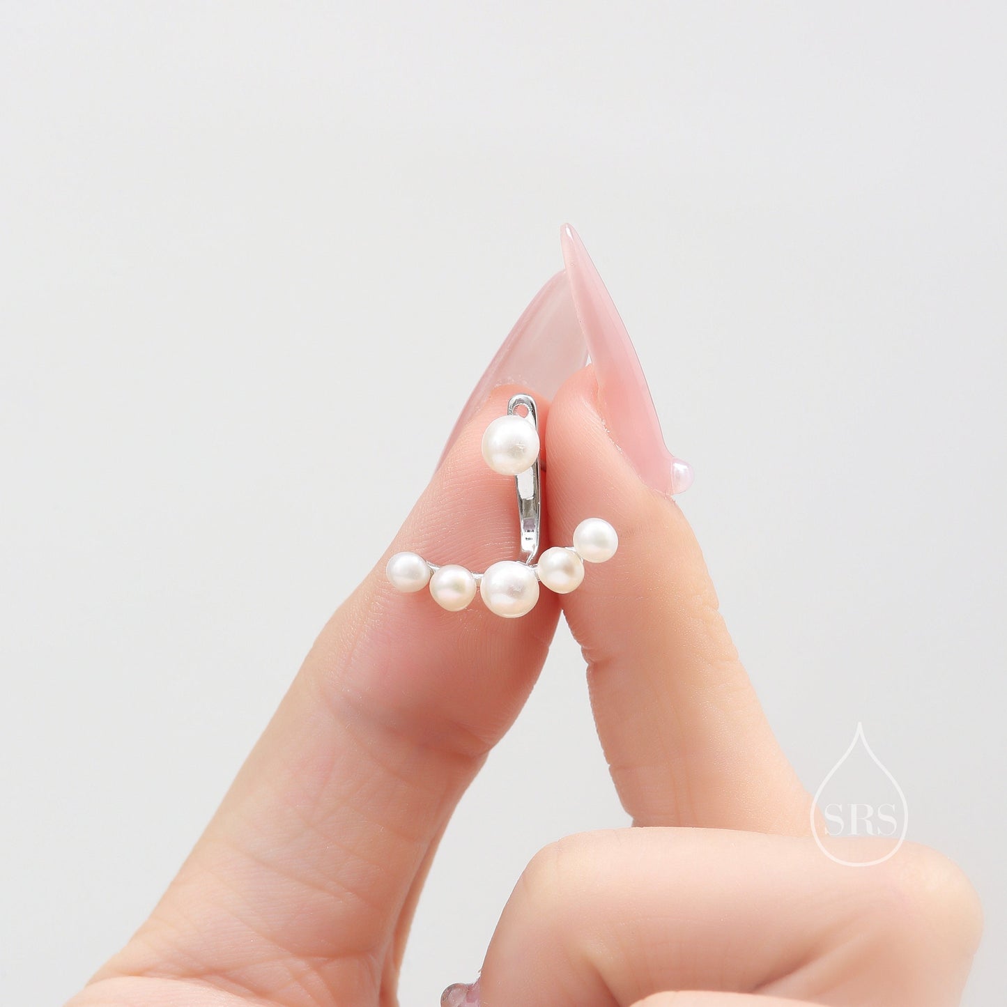 Sterling Silver Mother of Pearl Pearl Jacket Earrings in Sterling Silver, Silver or Gold or Rose Gold, Lab Created Pearl Ear Jacket