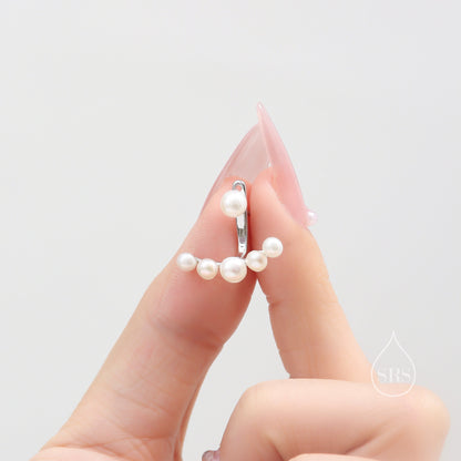 Sterling Silver Mother of Pearl Pearl Jacket Earrings in Sterling Silver, Silver or Gold or Rose Gold, Lab Created Pearl Ear Jacket