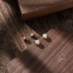 Bezel CZ Crystal Screw Back Earrings in Sterling Silver, Available in 2mm 3mm 4mm, Silver or Gold, Brilliant Cut CZ Earrings