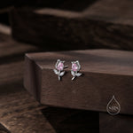 Sterling Silver Tulip Flower CZ Stud Earrings, Silver, Gold or Rose Gold, Pink Tulip Earrings, Floral Earrings, Blossom Earrings, Nature