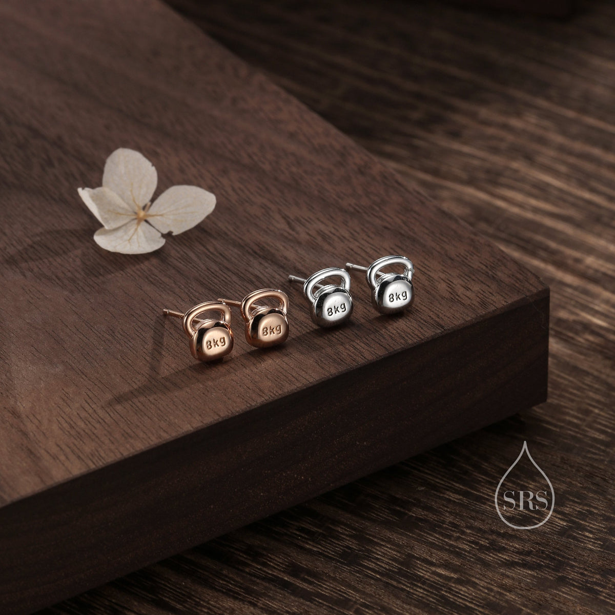 Sterling Silver Kettlebell Stud Earrings, Silver, Gold or Rose Gold, Gym Kettlebell Stud Earrings, Fun Earrings, Exercise Lover Earrings