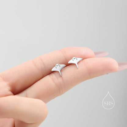 Cute Manta Ray Fish Stud Earrings in Sterling Silver, Silver, Gold or Rose Gold, Stud Earrings, Ocean  Stingray Fish Earrings