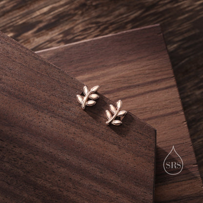 Dainty Leaf Screw Back Earrings in Sterling Silver - Silver Gold or Rose Gold - Cute, Fun, Whimsical, Botanical Earrings, Barbell Earrings