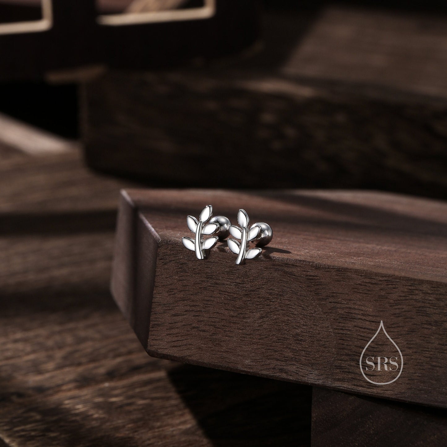 Dainty Leaf Screw Back Earrings in Sterling Silver - Silver Gold or Rose Gold - Cute, Fun, Whimsical, Botanical Earrings, Barbell Earrings