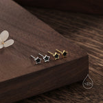 Tiny Black Enamel Star Stud Earrings in Sterling Silver, Silver or Gold, Black Star Earrings, Tiny and Delicate