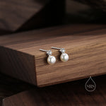 Tiny Genuine Pearl and CZ Stud Earrings in Sterling Silver, Silver or Gold, Natural Pearl Earrings, Freshwater Pearl Earrings, Pearl Stud