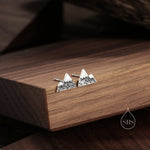 Mountain Stud Earrings in Sterling Silver, Oxidised Finish, Nature Inspired Mountain Earrings
