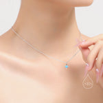 Tiny Blue Opal Star Pendant Necklace in Sterling Silver, Silver or Gold, Aurora Four Point Star Necklace, Lab Opal Star Necklace
