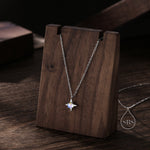 Tiny Moonstone Star Pendant Necklace in Sterling Silver, Silver or Gold, Aurora Four Point Star Necklace, Moonstone Star Necklace, Starburst