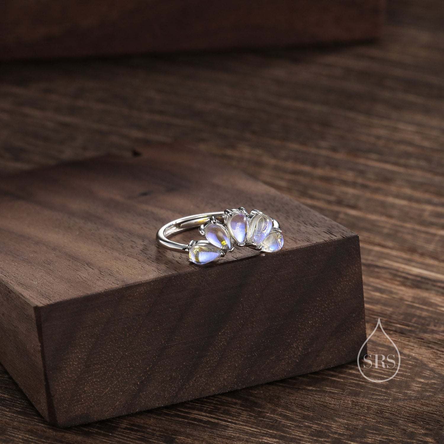 Moonstone Curved Tiara Chevron Ring