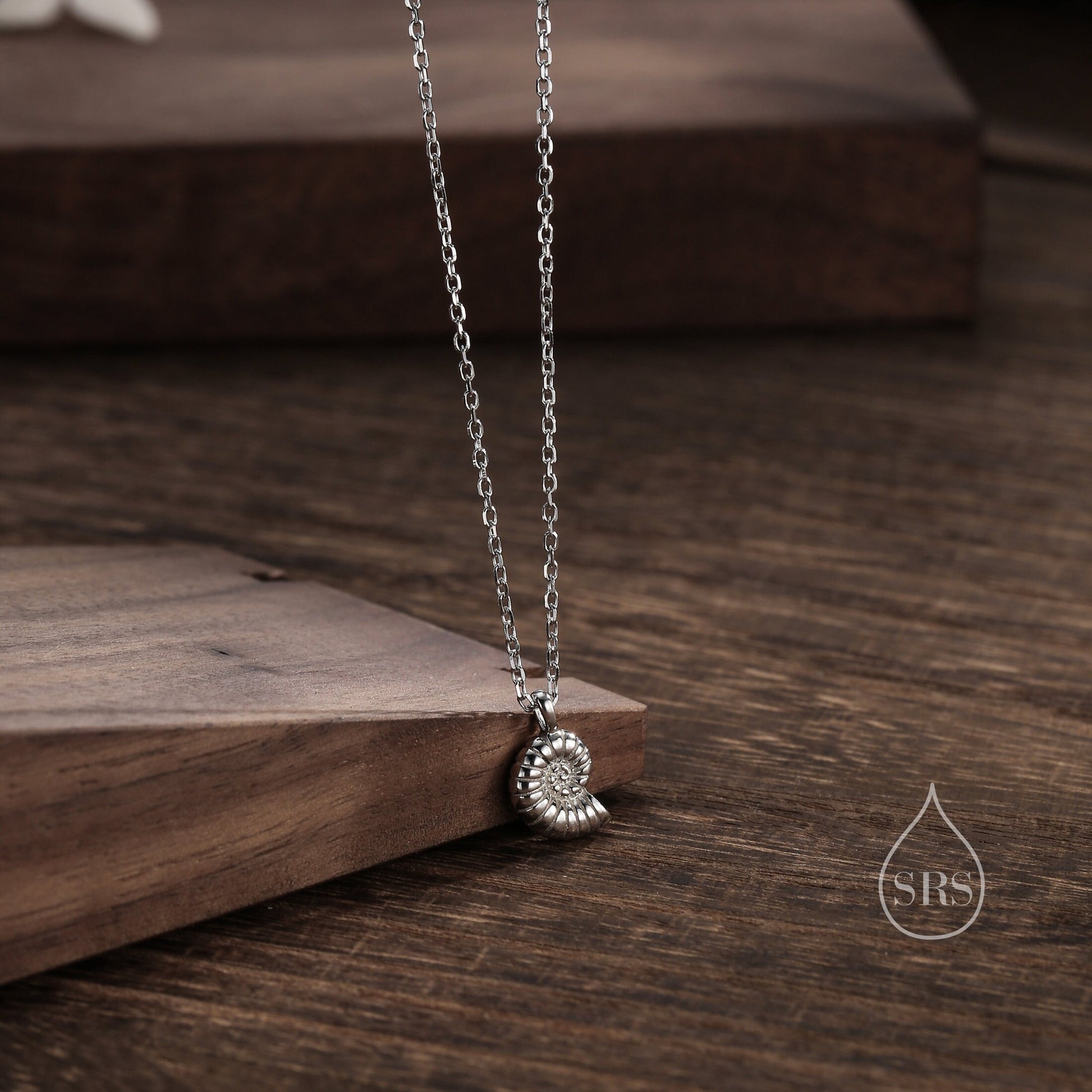 Ammonite Shell Pendant Necklace in Sterling Silver, Silver or Gold, Ocean Necklace, Sea Shell Necklace, Sea Shell Necklace