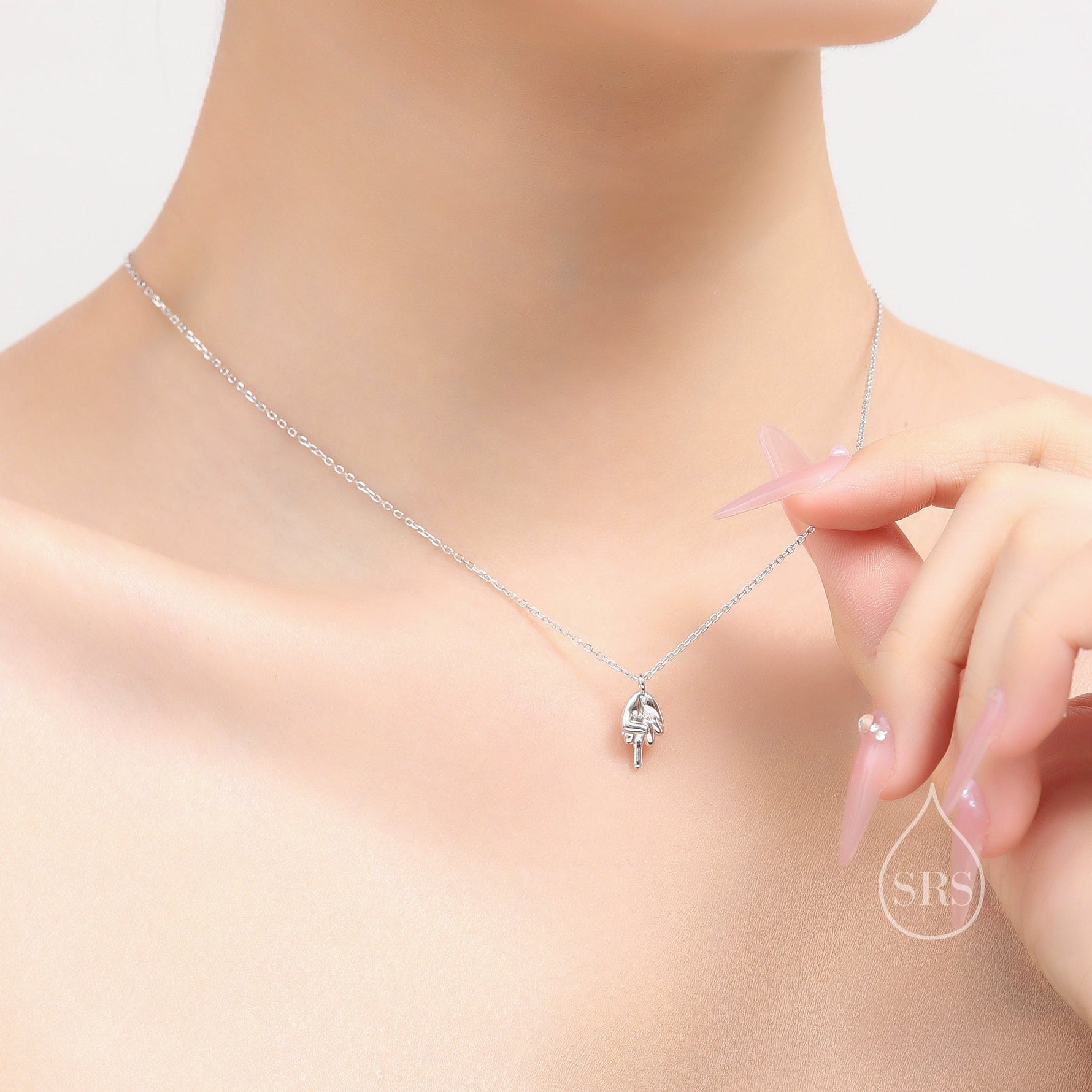 Middle Finger Pendant Necklace in Sterling Silver, Silver or Gold, Ocean Necklace, Rude Gesture Necklace