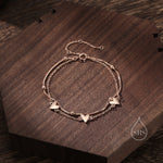 Double Layer Heart Bracelet in Sterling Silver, Silver or Gold or Rose Gold, Small Heart Bracelet, Silver Heart Bracelet, Tiny and Delicate